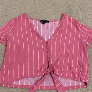 Pink and White Striped Crop Top